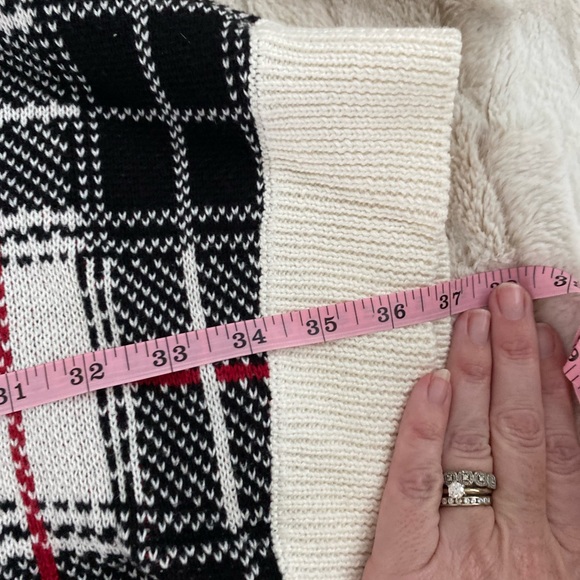 Talbots pancho sweater. Cream black and red plaid. Great condition. Womens s/m - Picture 4 of 5